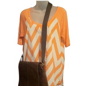 Daytrip Zag Striped Silky Coral & White Tunic M/L